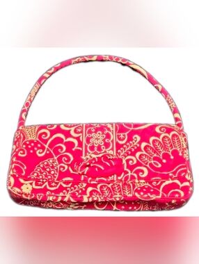 Vera Bradley "Knot Just A Clutch" Twirly Birds Pink Retired Print - EUC